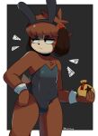  absurd_res animal_crossing annoyed anthro bag black_nose blush bodily_fluids brown_body brown_fur brown_hair bulge bunny_costume canid canine canis chest_tuft clothed clothing costume digby_(animal_crossing) digital_media_(artwork) domestic_dog fake_ears fake_rabbit_ears fur hair hi_res male mammal narrowed_eyes nintendo nosensebeing shih_tzu solo sweat sweatdrop toy_dog tuft video_games 