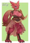  anthro big_breasts breasts clothed clothing eyewear featureless_crotch female fingers hi_res kobold lemoco looking_at_viewer smile solo 