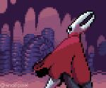  animated arthropod butt cloak_only clothed clothing clothing_lift digital_media_(artwork) female hollow_knight hornet_(hollow_knight) low_res pixel_(artwork) pixel_animation red_cloak short_playtime signature snaif solo team_cherry unaware video_games 