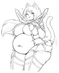  &lt;3 animal_humanoid belly big_belly big_breasts breasts cakecatboy cat_humanoid cosplay felid felid_humanoid feline feline_humanoid female hi_res huge_breasts humanoid kill_la_kill mammal mammal_humanoid monochrome overweight overweight_female smile solo studio_trigger thick_thighs 