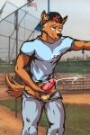  arcwolfdragon artist_name balls baseball_cap bodily_fluids bottomwear brown_body brown_fur brown_hair canid canine canis chain-link_fence clothing cum cumshot domestic_dog ejaculation erection fence foreskin fur genital_fluids genitals hair hat headgear headwear hi_res hybrid looking_up male male_focus mammal masturbation open_mouth orgasm outside pants penile penile_masturbation penis shirt short_sleeves signature smile solo sportswear stadium standing sweat t-shirt topwear uncensored vein wolf 