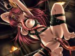  armor bdsm belt bondage bound breasts censored feet game_cg ikazuchi_no_senshi_raidy kazuma_muramasa large_breasts mosaic_censoring mouth_insertion naked_belt nude oral pussy raidy red_eyes red_hair solo spread_legs tears tentacle_sex tentacles 