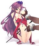  angela_(seiken_densetsu_3) bdsm blush bondage bound breast_grab breasts collar elf fingering grabbing green_eyes large_breasts leotard long_hair mugen_dai pointy_ears purple_hair red_leotard seiken_densetsu seiken_densetsu_3 slave solo_focus 