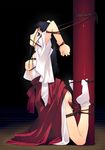  bdsm bend blue_eyes blue_hair bondage bound bound_wrists dildo f-ism full_body hakama highres japanese_clothes miko miko_(murakami_suigun) murakami_suigun original red_hakama shibari solo tabi tears 