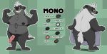  2018 anthro badger english_text fur honey_badger honeymono looking_at_viewer male mammal model_sheet musclegut mustelid nude penis short_stack simple_background slightly_chubby smile solo standing text 