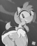  amy_rose anthro black_and_white clothed clothing dress eulipotyphlan female hedgehog mammal momo_(artist) monochrome partially_clothed sega solo sonic_the_hedgehog_(series) 