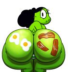  anthro ass_up bacon big_butt black_hair bottomwear breakfast breasts butt butt_focus clothing dinosaur egg eliza_rex female food food_fetish food_on_butt food_play green_body green_scales hair hi_res illis looking_at_viewer looking_back meat nipples one_eye_closed panties pattern_bottomwear pattern_clothing pattern_panties pattern_underwear peeking_nipple pink_nipples presenting presenting_hindquarters reptile scales scalie side_boob solo striped_bottomwear striped_clothing striped_panties striped_underwear stripes theropod toony tyrannosaurid tyrannosaurus tyrannosaurus_rex underwear wide_hips wink winking_at_viewer 