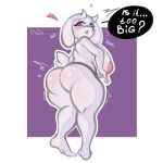  absurd_res anthro belly big_(disambiguation) big_breasts bovid breasts butt caprine dialogue female goat hi_res mammal mother nipples overweight parent pinup pose shy slightly_chubby solo text thick_thighs toriel undertale undertale_(series) ursk video_games wide_hips 