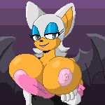  anthro bat_wings big_breasts blue_eyes breasts chiropteran clothing coffee_demon digital_media_(artwork) female lipstick makeup mammal membrane_(anatomy) membranous_wings nipples pixel_(artwork) rouge_the_bat sega solo sonic_the_hedgehog_(series) wings 