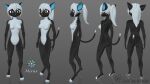  3d_(artwork) absurd_res anthro black_body black_tail blue_ears blue_nose breasts brown_eyes celces_(artist) digital_media_(artwork) ears_up eyebrows eyelashes felid feline female front_view fur hair hi_res looking_at_viewer mammal model_sheet pose rear_view side_view solo thin_tail white_body white_hair 