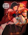  bdsm bondage bound cinder_fall crazy_eyes crazy_smile dress femdom highres jaune_arc non-web_source penlink red_dress rwby scared yandere 