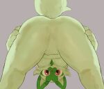  2022 4_fingers absurd_res anthro anthrofied ass_up breasts buta99 butt butt_focus claws cute_fangs featureless_breasts featureless_crotch felid feline female finger_claws fingers fur green_body green_fur hi_res kemono looking_through looking_through_legs mammal nintendo nude pok&eacute;mon pok&eacute;mon_(species) pok&eacute;morph red_eyes solo sprigatito upside_down video_games 