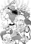  2boys 2girls belt bianca_(dq5) black_hair boots bracelet braid braided_ponytail cape child choker dated defense_zero dragon_quest dragon_quest_v dress family father_and_daughter father_and_son fighting_stance greyscale hair_ornament hero&#039;s_daughter_(dq5) hero&#039;s_son_(dq5) hero_(dq5) holding holding_staff holding_sword holding_weapon holding_whip husband_and_wife jewelry long_hair magic monochrome mother_and_daughter mother_and_son multiple_boys multiple_girls ponytail short_hair side_ponytail single_braid spiked_hair staff sword turban weapon 