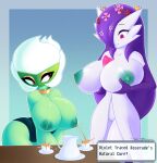  absurd_res big_breasts bodily_fluids breasts container cup duo english_text female gardevoir hi_res holding_breast lactating larger_female nintendo nipples not_furry pok&eacute;mon pok&eacute;mon_(species) roserade sirredbenjamin size_difference smaller_female tea_cup text unusual_bodily_fluids unusual_lactation video_games 