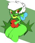  2022 absurd_res anthro batzcave big_breasts big_butt breasts butt clothed clothing digital_media_(artwork) elemental_creature elemental_humanoid female flora_fauna flower hair hi_res humanoid looking_at_viewer nintendo not_furry plant plant_humanoid pok&eacute;mon pok&eacute;mon_(species) red_eyes roserade simple_background solo thick_thighs video_games 