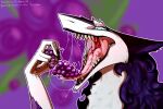  anthro berry bodily_fluids ears_back eyes female food fruit fur hair hi_res invalid_tag licking open_mouth pivoted_ears plant saliva sergal solo tahomich0 teeth tongue tongue_out vore 