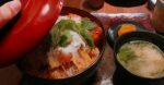  bowl commentary_request fen_fen_fen_fen fingernails food food_focus highres katsudon_(food) miso_soup original photorealistic realistic soup table vegetable 
