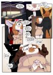  2022 4_fingers akiric anthro anthro_on_anthro big_breasts black_nose bovid breasts brown_body brown_fur canid canine caprine clothed clothing coat comic danielle_o&#039;hare_(akiric) dialogue english_text female fingers fox fur gloves_(marking) group hi_res humanoid_hands interspecies john_burroughs_(akiric) lagomorph leporid looking_at_another male male/female mammal markings multicolored_body multicolored_fur nervous night orange_body orange_fur predator/prey public rabbit red_fox restaurant sheep smile speech_bubble standing suit text thought_bubble topwear trenchcoat trio tuft two_tone_body two_tone_fur white_body white_fur wide_eyed 