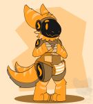  2021 2_tails anthro biped diaper fur hi_res machine male multi_tail protogen shadyadi1 simple_background smile solo standing visor 