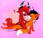  &lt;3 abrioxyx anthro canid canine cowgirl_position felix_(abrioxyx) fox from_front_position fur horn male male/male mammal masturbation on_bottom on_top orange_body orange_fur purple_eyes red_body red_fur sex shado3 shadow_(shado3) 