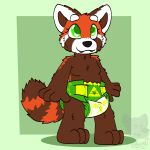  1:1 2022 ailurid anthro biped diaper fur green_eyes hi_res male mammal red_panda shadyadi1 signature simple_background smile solo standing 