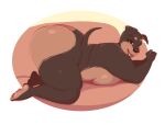  anthro bent_over big_breasts big_butt breasts butt canid canine canis dobermann domestic_dog female huge_butt looking_at_viewer mammal nude pinscher roly side_boob side_view solo 