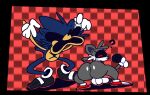  1_eye angry angry_face anthro big_butt big_penis butt canid canine clothing creepypasta duo eulipotyphlan exposed footwear fox genitals gloves handwear hedgehog lord_x male mammal microphone miles_prower pattern_background penis question_mark red_eyes sega shoes simple_background sonic_the_hedgehog_(series) superiorfox thick_thighs 