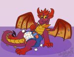  2021 anthro biped blush diaper dragon horn lying male shadyadi1 signature simple_background smile solo 