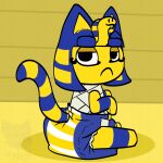  1:1 2021 animal_crossing ankha_(animal_crossing) anthro biped diaper female hi_res nintendo raised_tail shadyadi1 signature simple_background sitting solo video_games 