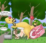  &lt;3 2021 abdominal_bulge all_fours ampharos anthro bodily_fluids brown_eyes brown_hair cervical_penetration clenched_teeth cum cum_in_pussy cum_inside detailed_background dialogue duo ejaculation english_text eyes_closed female genital_fluids gym_leader hair human internal interspecies jasmine_(pok&eacute;mon) male male/female mammal motion_lines nintendo park park_bench penetration petting_head pok&eacute;mon pok&eacute;mon_(species) pok&eacute;philia public public_sex pussy_ejaculation pussy_juice saeko_art sex stealth_sex teeth text vaginal vaginal_penetration video_games yellow_body young 