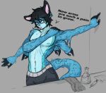  anthro bottomwear clothing felid flask gloves handwear male mammal multi_arm multi_limb pantherine pants snow_leopard solo standing syringe text transformation yourfurryotaku 