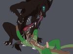  absurd_res anthro anthro_on_feral balls bestiality bodily_fluids canid canid_demon cum cum_on_body cum_on_penis demon duo erection feral foreskin genital_fluids genitals hellhound hi_res insan3dragon ludwig_the_sergal male male/male mammal mortuus penis sergal tongue 