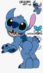  absurd_res anthro black_eyes blue_body blue_nose butt disney happy hi_res lilo_and_stitch looking_at_viewer looking_back male open_mouth presenting presenting_hindquarters purblube_scramble-prll solo stitch_(lilo_and_stitch) 