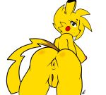  anthro anus breasts butt female genitals hi_res justtaylor looking_at_viewer nintendo nipples nude pikachu pok&eacute;mon pok&eacute;mon_(species) pok&eacute;morph pussy rear_view solo video_games yellow_body 