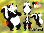  amateurcooper animal_genitalia anthro anus balls big_anus black_body butt english_text fan_character genitals hi_res male mammal mephitid model_sheet musk musk_clouds nude overweight overweight_male penis red_heart sheath skunk slightly_chubby smile solo standing steve_(amateurcooper) striped_skunk tattoo text toothy_grin white_body 
