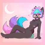  &lt;3 1:1 anthro bedroom_eyes black_body black_fur blep blush blush_lines breasts canid canine ear_tuft eyebrows eyelashes fangs female fox fur genitals hair half-closed_eyes humanoid_genitalia humanoid_pussy inviting looking_at_viewer mammal multi_tail multicolored_hair narrowed_eyes neck_tuft nude pink_background pinup pinupgirl pose pussy rainbow_hair raised_eyebrow seductive simple_background sinnerscasino smile smirk smug smug_face solo tongue tongue_out tuft 
