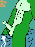  anthro bodily_fluids cum dragon drew_the_mountain erection genital_fluids green_body male nude sitting solo 