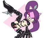  anthro boots bottomless clothed clothing eulipotyphlan fangs female fishnet flat_chested footwear fours_(artist) genitals gloves hair handwear hedgehog hi_res high_heeled_boots high_heels latex_gloves latex_stockings licking licking_lips looking_at_viewer mammal nipple_tape one_leg_up pasties purple_hair pussy raised_leg solo spread_legs spread_pussy spreading star_the_spineless_hedgehog tape tongue tongue_out 