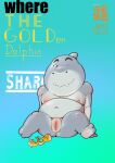  2022 absurd_res anthro belly big_belly dreamworks fish grey_body hi_res kemono male marine moobs mr._shark_(the_bad_guys) navel nipples one_eye_closed overweight overweight_male pixiv_id_4528489 shark sitting slit solo text the_bad_guys wink 