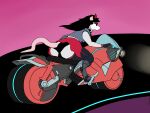  anthro armor black_hair clothed clothing crossdressing dibillboard didelphid eyewear fur future girly glasses grey_body grey_fur hair light male mammal marsupial motorcycle neon_lights panties simple_background sketch solo underwear vehicle 