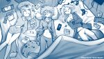  2022 7:4 anthro bed blue_and_white bottle bottomless bottomless_female canid canine cellphone chest_tuft chips_(food) clothed clothing computer_keyboard computer_mouse conditional_dnp controller english_text eyes_closed felid female food fox fur furniture game_controller group headphones hi_res hybrid kathrin_vaughan keidran laura_(twokinds) lion lying mammal midriff monochrome navel off_shoulder on_back on_bed pajamas pantherine phone sketch sleeping sleepover smartphone smile spots spotted_body spotted_fur text tom_fischbach trio tuft twokinds webcomic willow_wisp 