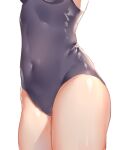  1girl armpits arms_up blue_swimsuit breasts close-up covered_navel groin guzangnanfeng head_out_of_frame highres one-piece_swimsuit original school_swimsuit shiny shiny_clothes simple_background solo swimsuit thighs white_background 