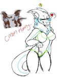  &lt;3 anthro blush breasts butt canid canine chain clothing condom female fur inner_ear_fluff mammal manokit sexual_barrier_device solo sparkso tuft 