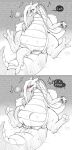  absurd_res ambiguous_fluids anthro azserfy belly big_belly blush comic dragon duo female feral fish hi_res marine orgasm penetration shark spread_legs spreading thick_thighs toe_curl vore 