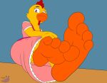  4:3 4_toes anthro avian bird chica_(fnaf) chicken feet female five_nights_at_freddy&#039;s foot_focus galliform gallus_(genus) phasianid scottgames soles solo sorcererlance toes video_games 