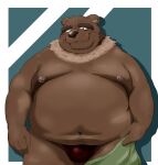  2022 anthro belly big_belly brown_body brown_fur bulge clothing fur hi_res kemono male mammal moobs nipples overweight overweight_male solo underwear ursid yanununununu 