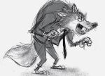  anthro biped bottomwear canid canine canis clothing concept_art dreamworks jesse_aclin mammal mr._wolf_(the_bad_guys) necktie official_art pants shirt simple_background sketch solo the_bad_guys topwear wolf 