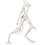  anthro chimera claws hair hi_res kunako long_legs male nude simple_background sketch slim solo tall white_background 