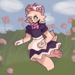  accessory aleb0o anthro canid canine canis clothing domestic_dog flower flower_crown flower_in_hair fluffy fluffy_tail girly hair hair_accessory herding_dog jackithecorgi low_res maid_uniform male male/male mammal pastoral_dog pawpads paws plant solo uniform welsh_corgi 