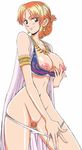  armlet artist_request bra bra_pull breast_slip breasts brown_eyes earrings jewelry large_breasts nami_(one_piece) navel necklace nipples one_piece orange_hair orange_pubic_hair pubic_hair pussy solo underwear undressing 